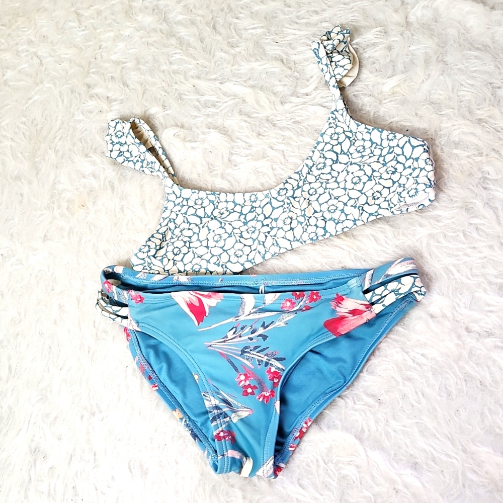 O'Neill kids bikini floral blue white pink - swimsuit swimwear bathing suit 8